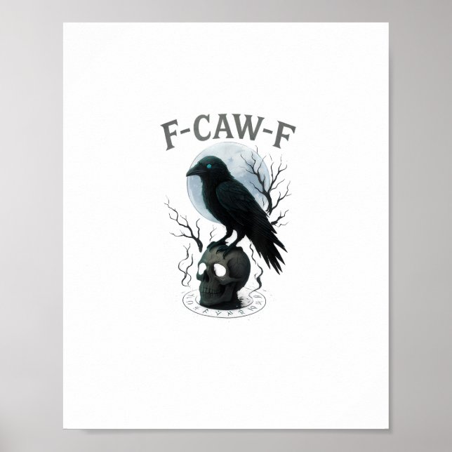 Affiche Gothic Crow F Caw F Raven Skull Halloween Graphic  (Devant)