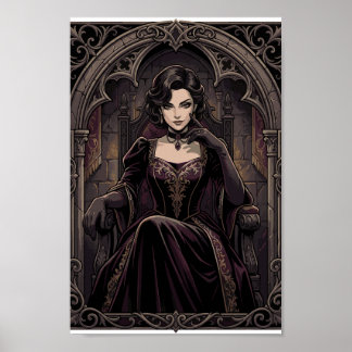 Affiche Gothic Dark Queen Vampire Royalty Fantasy Portrait
