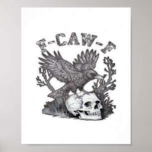 Affiche Gothic drôle F-Caw-F Humour Corbeau Essentiel Rétr
