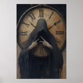 Affiche Gothic Grim Reaper Clock Art Printable Dark