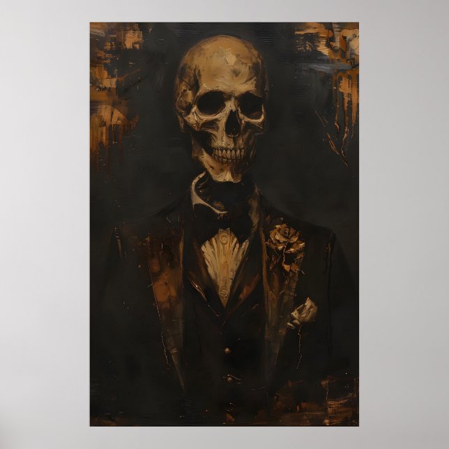 Affiche Gothic Skeleton in Tuxedo Art Printable Victorian (Devant)