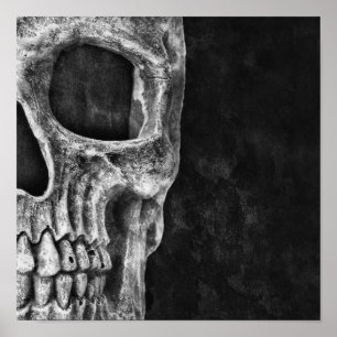 Affiche Gothic Skull Head Black And White Cool