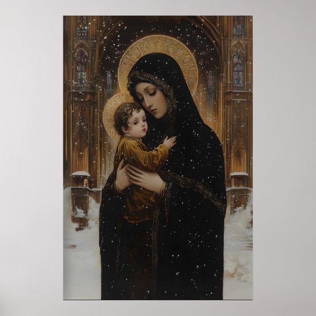 Affiche Gothic Virgin Mary and Jesus Art Christian (Devant)