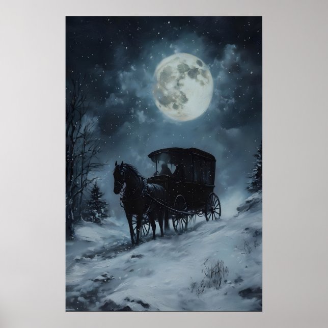 Affiche Gothic Winter Horse Carriage Print, Dark Victorian (Devant)