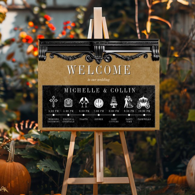 Affiche Gothique Black & Gold Ordre des événements Mariage (Créateur téléchargé)