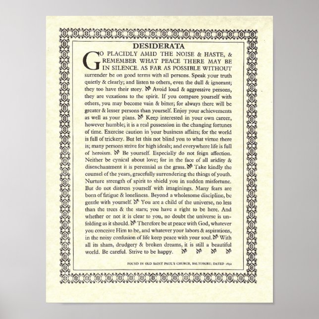 Affiche Gothique DESIDERATA (Devant)