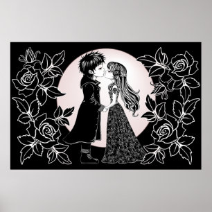 Affiche Gothique Emo Enfants Kiss Valentine's Day