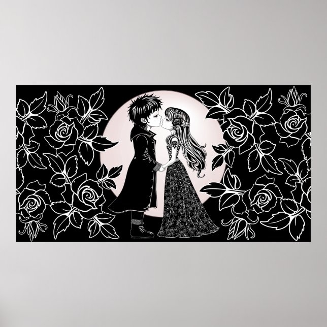 Affiche Gothique Emo Enfants Kiss Valentine's Day (Devant)