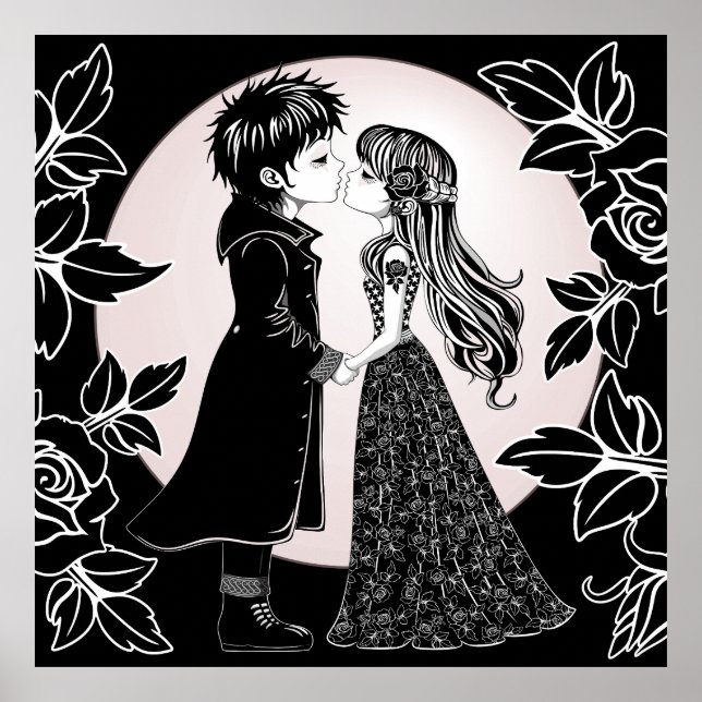Affiche Gothique Emo Enfants Kiss Valentine's Day (Devant)