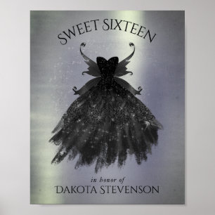 Affiche Gothique Fairy Black Gown Vampy Goth Glam Sheen
