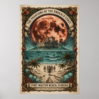 Affiche Gothique Fort Walton Beach, FL Voyage Horreur Vint