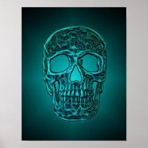 Affiche Gothique Gothique Turquoise Vert Cool d'un crâne b