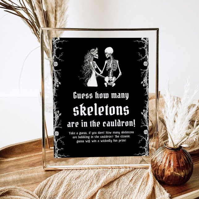 Affiche Gothique Halloween Devinez Combien De Skeletons Je (Créateur téléchargé)