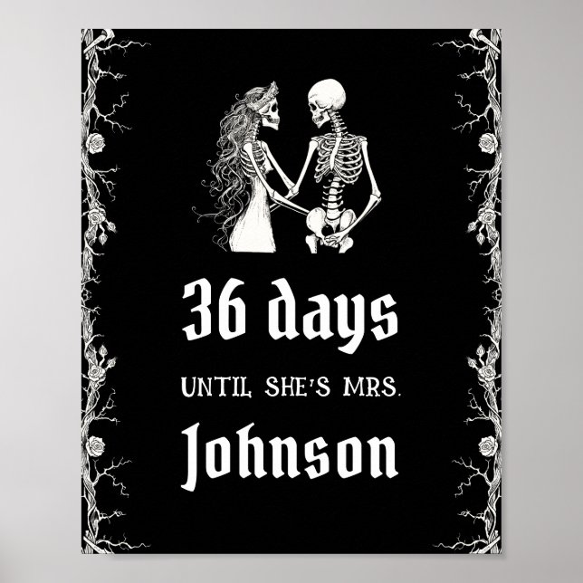 Affiche Gothique Halloween Squelette Jours Jusqu'À Ce Qu'E (Devant)