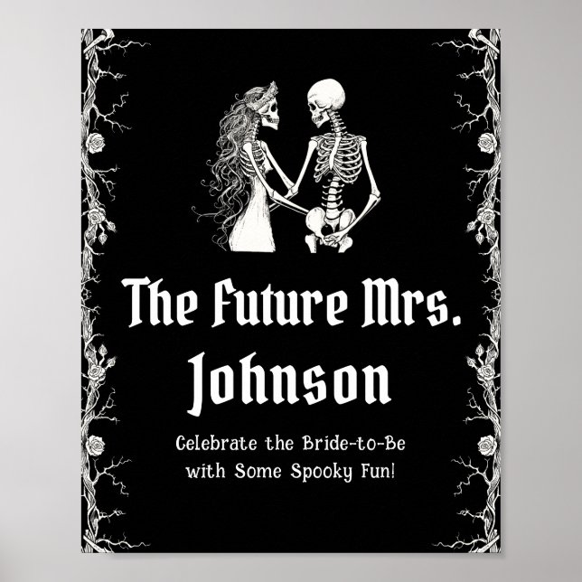 Affiche Gothique Halloween Squelette Le Futur Mme Sign (Devant)