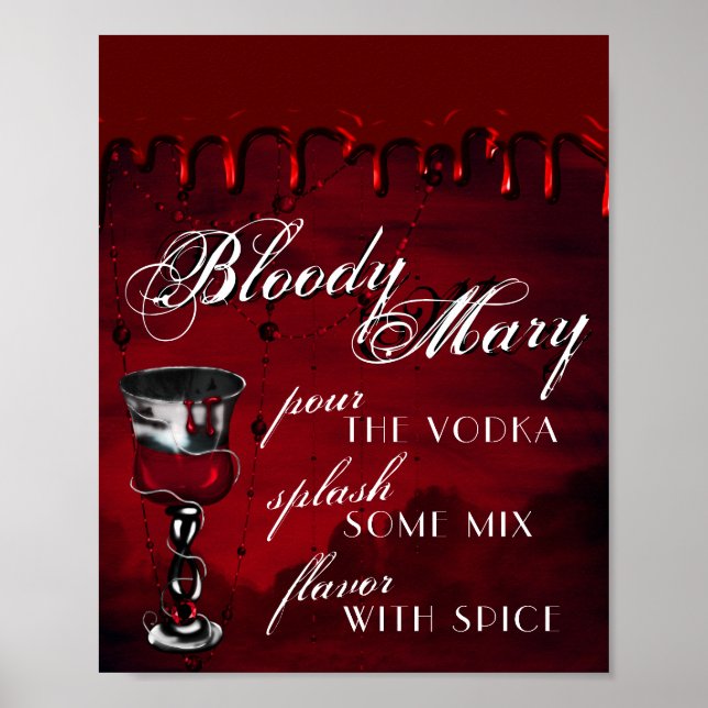 Affiche Gothique Luxe | Black and Red Bloody Mary Drink (Devant)