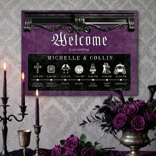 Affiche Gothique noir & violet Ordre des événements Mariag