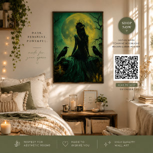 Affiche Gothique Reine Corbeau Féminine Clair de Lune