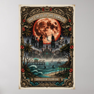 Affiche Gothique Sarasota, FL Art | Voyage Horreur Vintage
