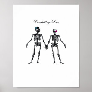 Affiche Gothique Squelette Couple (Vieux Rose) Classique