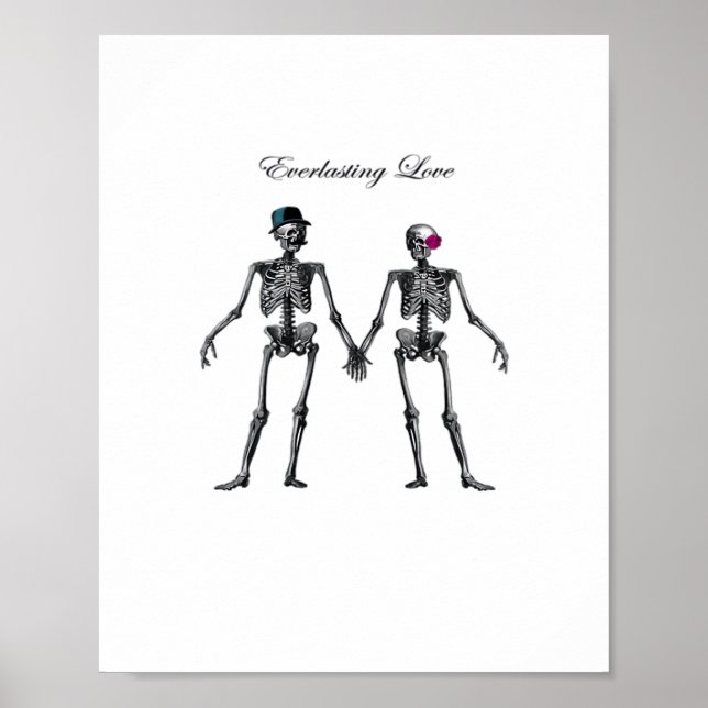 Affiche Gothique Squelette Couple (Vieux Rose) Classique (Devant)