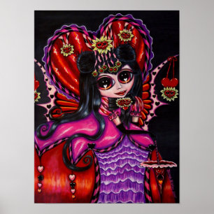 Affiche Gothique Valentine's Fairy Parasol Coeurs Flowers