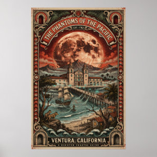 Affiche Gothique Ventura, CA Art Voyage Horreur Vintage
