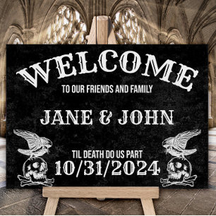 Affiche Gothique, Vintage ou Mariage d'Halloween Bienvenue