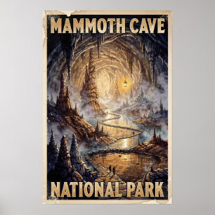 Affiche Gouache Mammoth Cave National Park Rétro