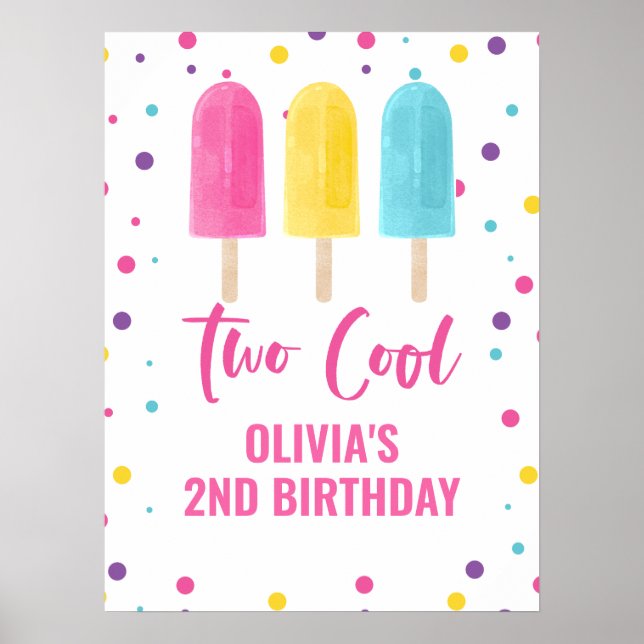 Affiche Gourde glacée arc-en-ciel pour 2ème anniversaire T (Devant)