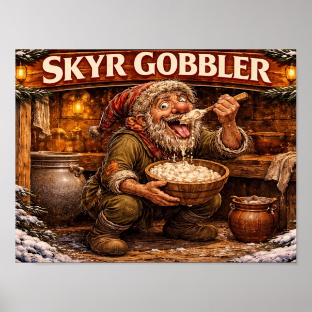 Affiche Gourmand de Skyr lutin de Noël islandais (Devant)