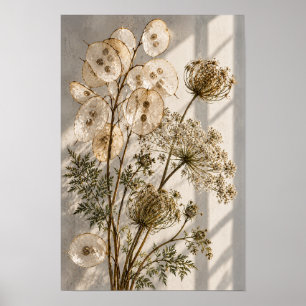 Affiche Gousses de graines translucides et fleurs sauvages