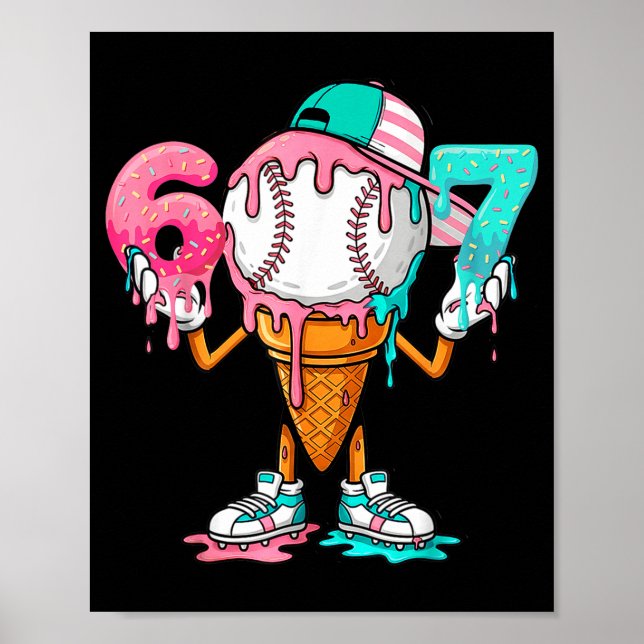 Affiche Goutte de baseball numéro 67 joueur ou 67e anniver (Devant)