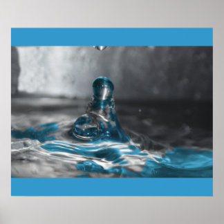 Affiche goutte d'eau bleue