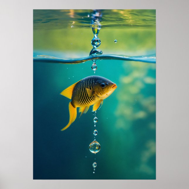 Affiche Goutte d'Eau se Transforme en Poisson Plongeant av (Devant)