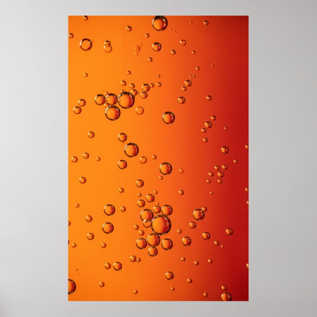 Affiche gouttelettes d'eau sur la surface orange (Devant)
