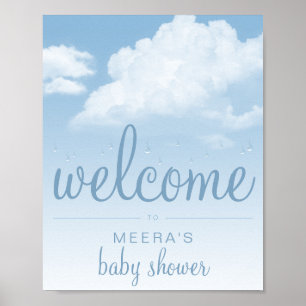 Affiche Gouttes de pluie de nuage moelleux Bienvenue