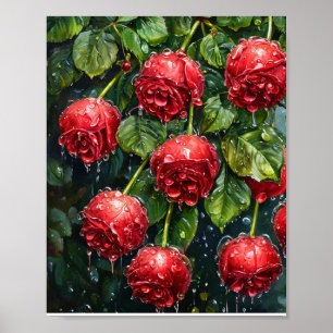 Affiche Gouttes d'eau de rose Dewy décor de maison de natu