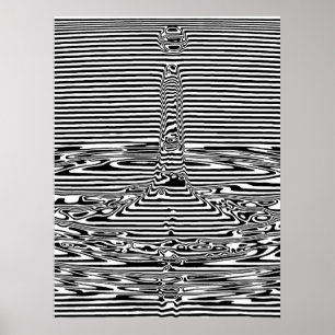 Affiche Gouttes d'eau tombantes dans l'océan OP Art 
