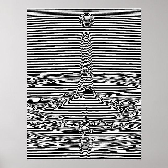 Affiche Gouttes d'eau tombantes dans l'océan OP Art  (Devant)