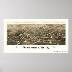 Affiche Gouverneur, NY Carte panoramique - 1885