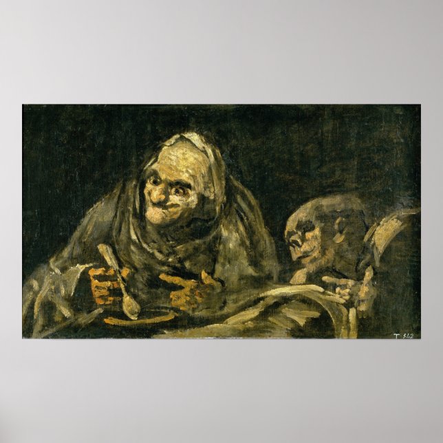Affiche Goya - Deux vieillards à table 1821 (Devant)