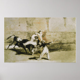Affiche Goya - Un Maure Attrapé Par Le Taureau