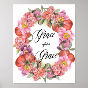 Affiche Grâce À La Grâce, Citation De La Bible, Fleurs D'A