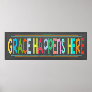 Affiche Grace Arrive Ici Colorful Christian Chalkboard