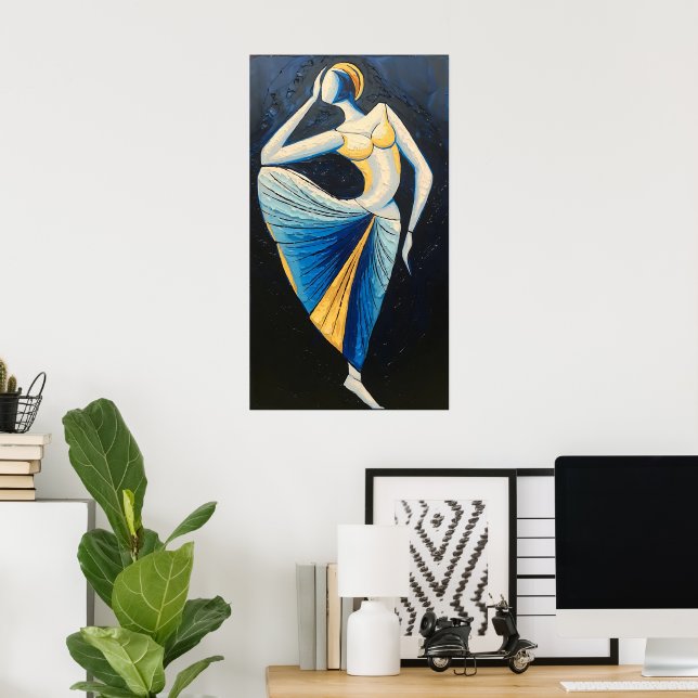Affiche Grâce en mouvement : une muse moderne dans une aff (Bureau à domicile)