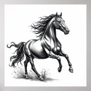 Affiche Grace indomptée : Cheval Charcoal Art