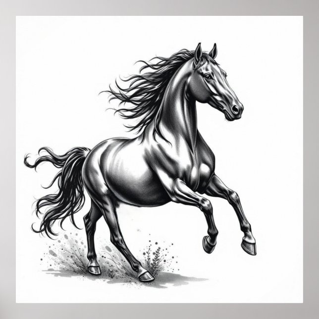 Affiche Grace indomptée : Cheval Charcoal Art (Devant)