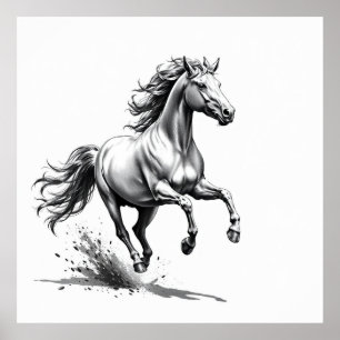 Affiche Grace indomptée : Cheval Charcoal Art
