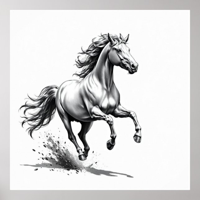Affiche Grace indomptée : Cheval Charcoal Art (Devant)